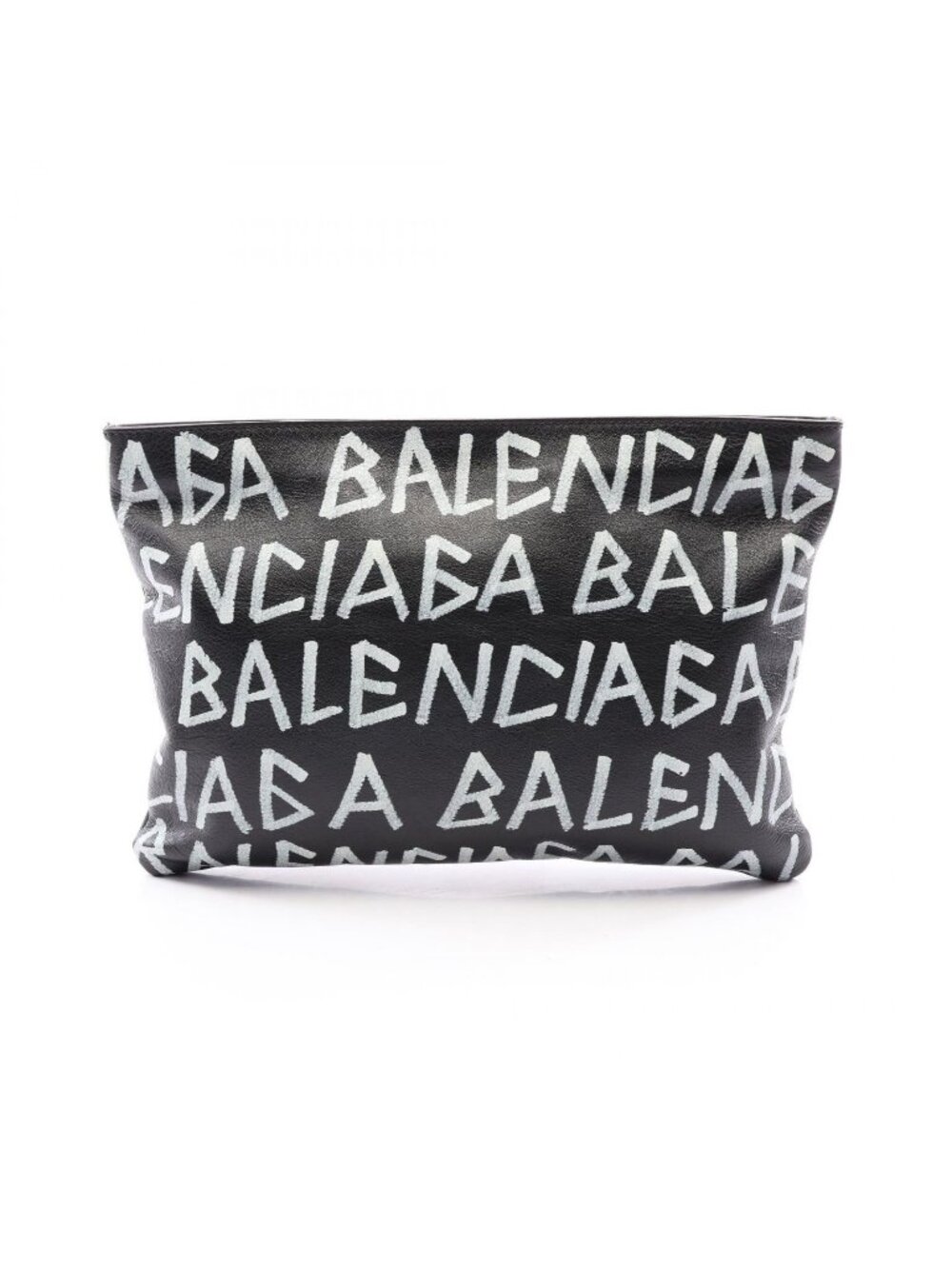 Balenciaga Clutch Graffiti Black White Leather